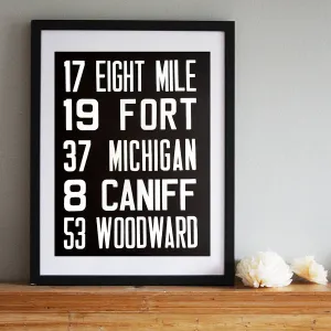 Detroit Bus Scroll Sign, Poster Art Print